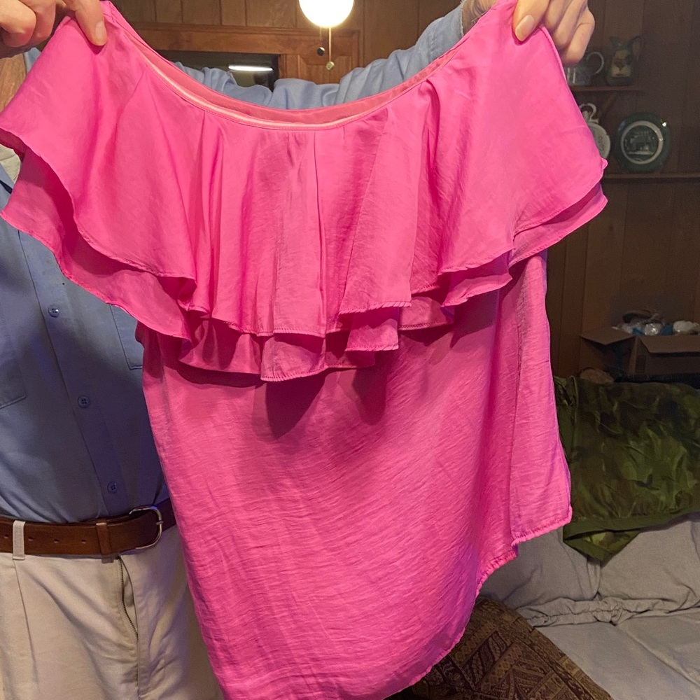 DO+BE Vibrant Pink Ruffle Blouse